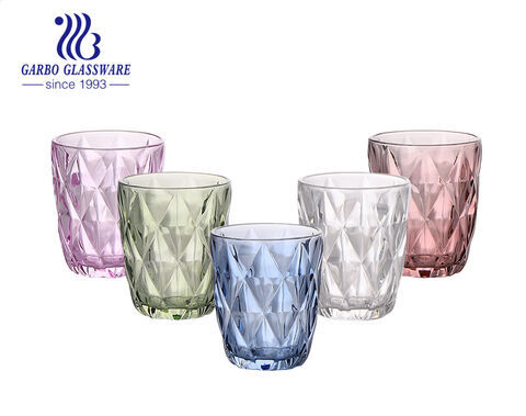 Tazza di vetro incisa di medie dimensioni da 8-9 once da 240 ml con colori spruzzati personalizzati