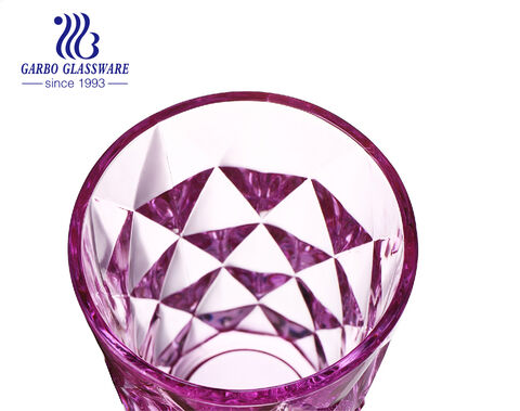 Tasse en verre highball gravée en losange standard 350ML de 12 onces avec des couleurs personnalisées