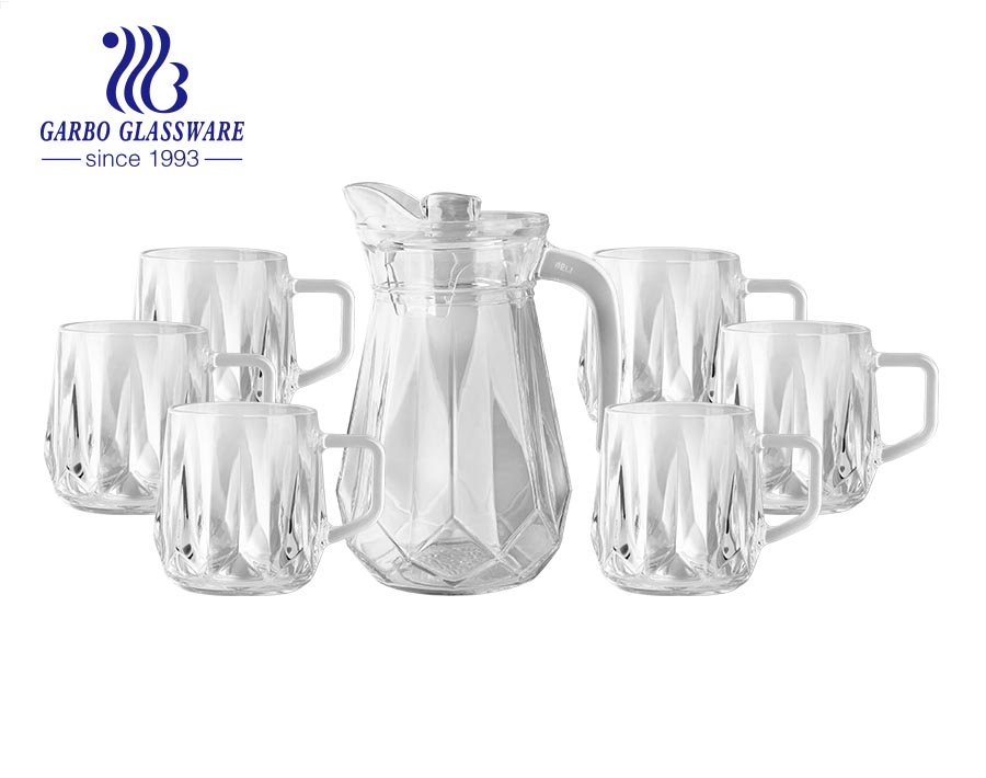 High-end luxurious style silver ion-plating glass water drinking jug pitcher set