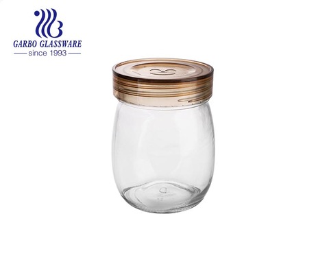 900ml stock available glass storage canisters for kitchen with plastic lid