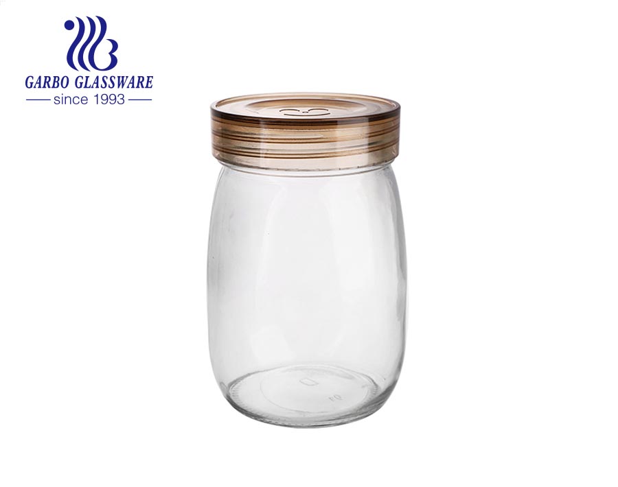 900ml stock available glass storage canisters for kitchen with plastic lid