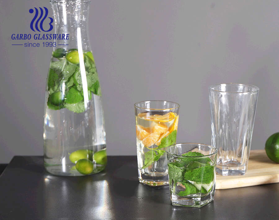 Multi purpose pentagonal highball glass tumbler for whisky juice hot and cold beverage serving