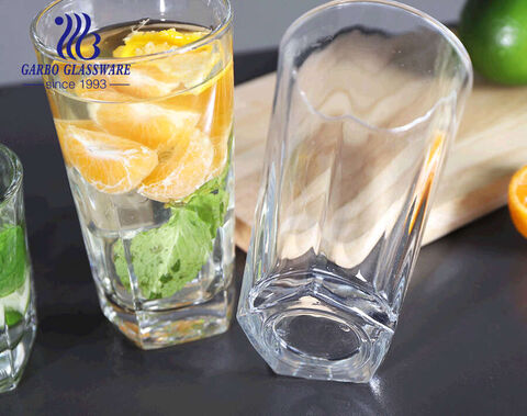 Multi purpose pentagonal highball glass tumbler for whisky juice hot and cold beverage serving