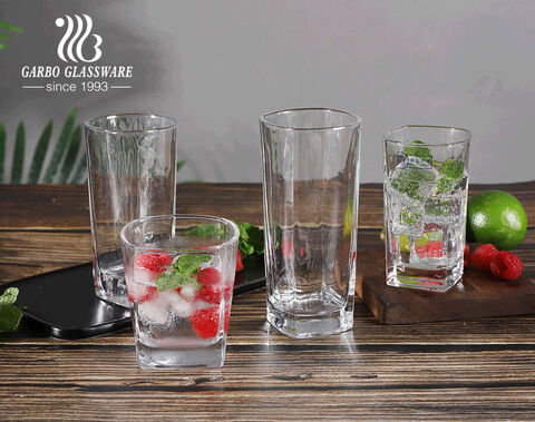 Glassware factory direct in stock classic square shape glass tumblers in 8oz-12oz sizes