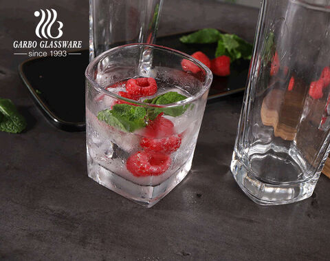 Glassware factory direct in stock classic square shape glass tumblers in 8oz-12oz sizes