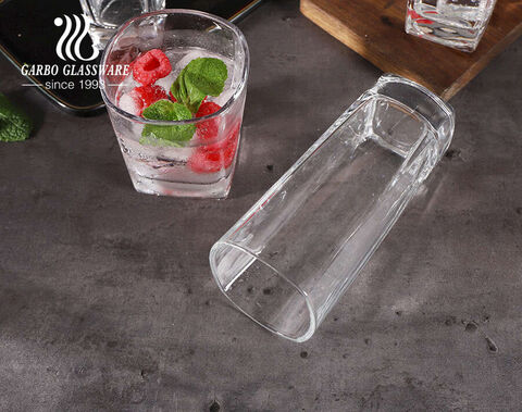 Glassware factory direct in stock classic square shape glass tumblers in 8oz-12oz sizes