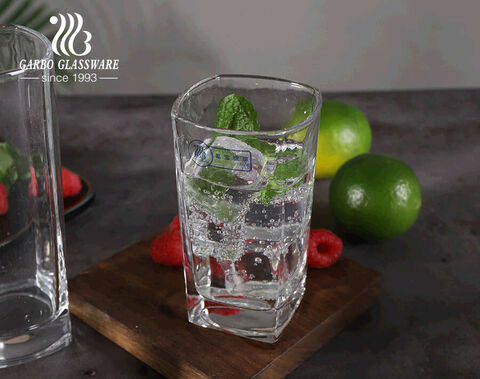 Glassware factory direct in stock classic square shape glass tumblers in 8oz-12oz sizes