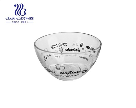 790ML Große Kapazität Kundenspezifische Aufkleber Glassalat Obst Mischen Runde Schüssel für Esstisch