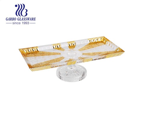 High-end classice glass plate with goil foil charger and stem design for  middle-east market  
