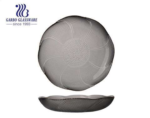 high quality golden rim glass plates for home restaurant using solid color glassware