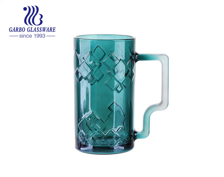 400ml elegent beer glass with unique handle nice design beer stein with customized colors