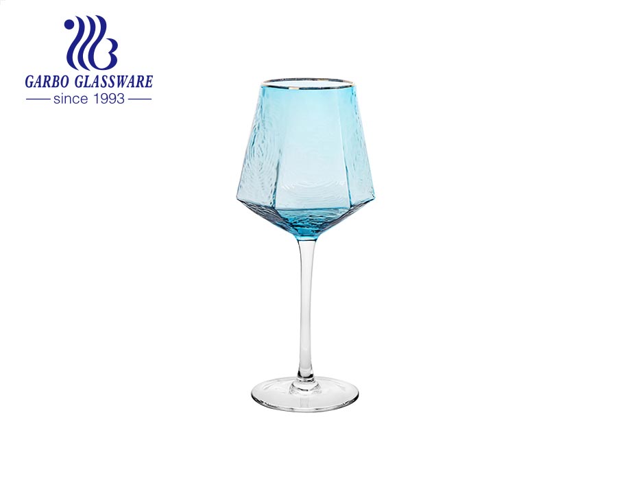 Fashion blue champagne glasses with gold rim for home bar party wedding