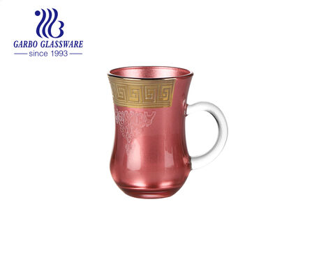 Tasses à thé en verres colorés de style turc avec poignées Tasse à thé en verre du marché du Moyen-Orient avec de l'or