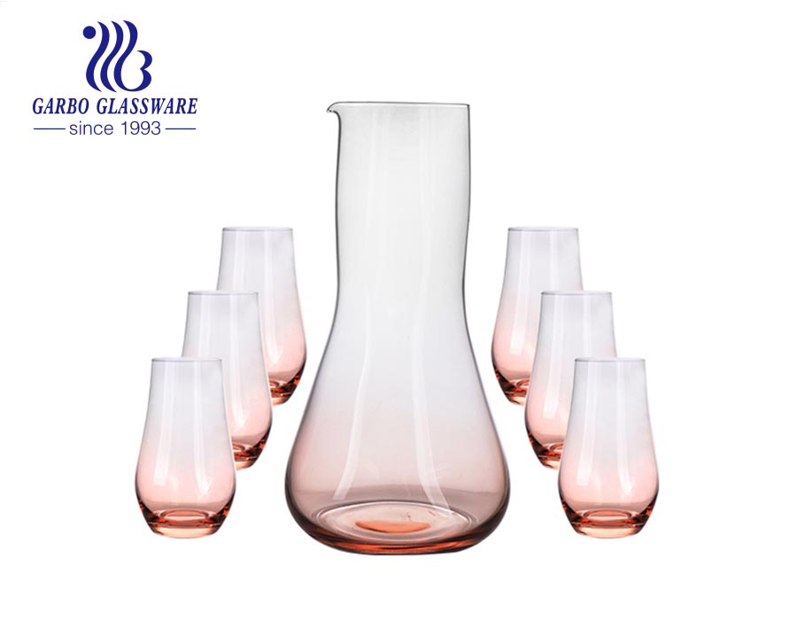Geschenk 7pcs handgemachtes silbernes ionenplattiertes regenbogenfarbenes Glas Wasser Wein Dekanter Trinkkrug Set