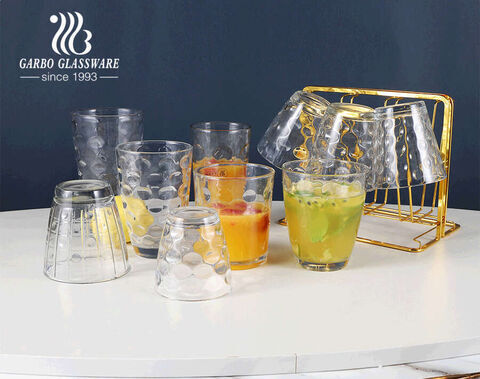 7oz 9oz 16oz Regentropfenprägung Design Highball Glasbecher in massiver Produktion