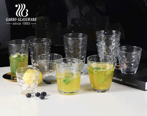 7oz 9oz 16oz Regentropfenprägung Design Highball Glasbecher in massiver Produktion