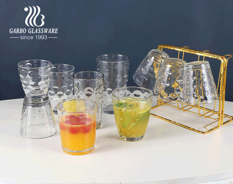 7oz 9oz 16oz Regentropfenprägung Design Highball Glasbecher in massiver Produktion