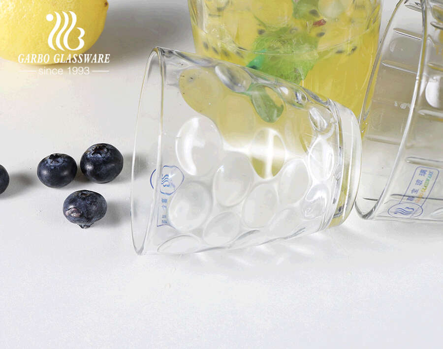 7oz 9oz 16oz Regentropfenprägung Design Highball Glasbecher in massiver Produktion