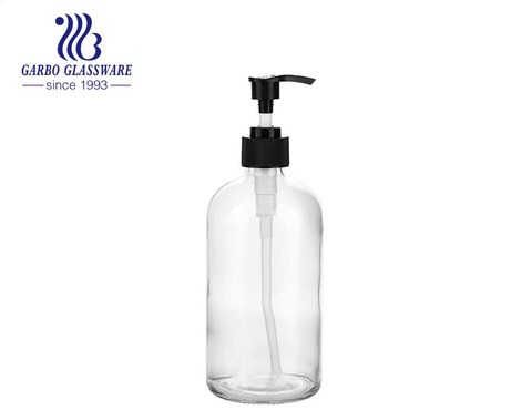 Machine-Made China factory wholesale glass bottles with PP pump bathroom series Soap Dispenser storage bottle with  500ml large volume 