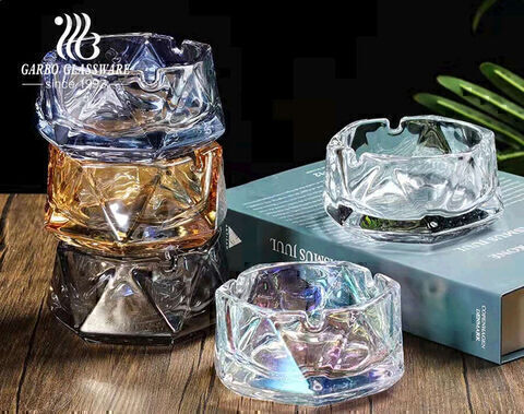 Luxury Smokeless Ion Plating High Appearance level Round Glass Cigarette Ashtray