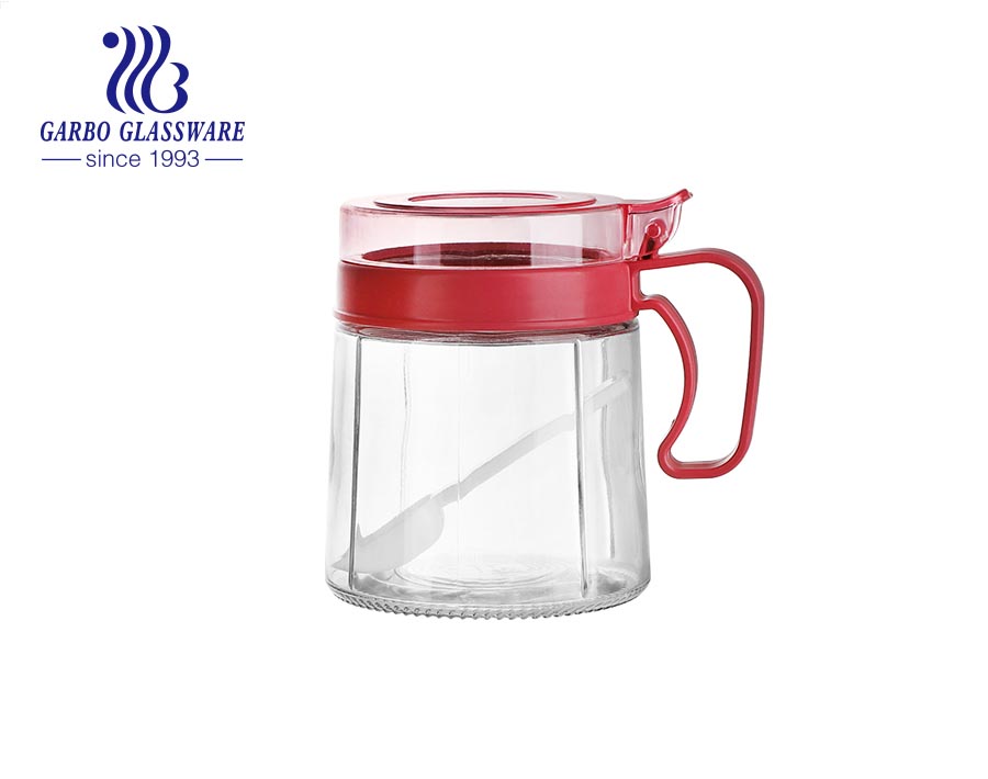 300ml multifunctional glass sugar bowl or condiment jar or seasoning jars with lid and Spoons