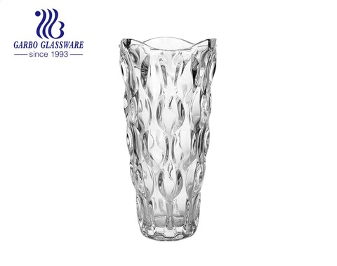 China Factory Großhandel Große Größe Schwere Starke Klare Transparente Hohe 300mm Glas Flora Vase Halter Boden Glas Aufbewahrungskrug