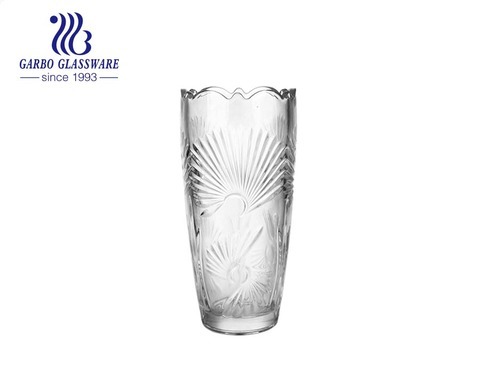 魚のエンボスパターンガラス花瓶収納水差し中国ヘビーストロングクリア透明ガラスフローラ花瓶ホルダーモダンな家の装飾花瓶