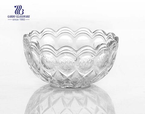 195ML machine-made high-white footed ice-cream dessert bowl set with engraved pattern customized design