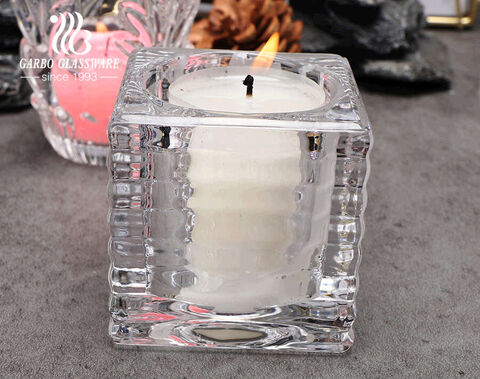 Creative lotus flower shape glass candle holds with gold ion plated color