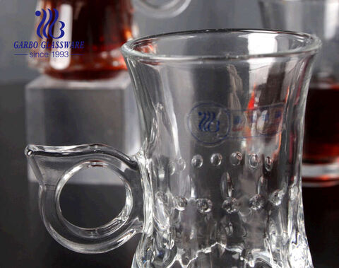 Tasse à thé en verre de style turc avec poignée tasse à thé en verre de forme de vente chaude