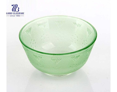 Wholesale transparent 4.5'' machine-made spraying customized green colored glass ice cream dessert bowl