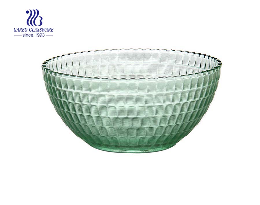 Wholesale transparent 4.5'' machine-made spraying customized green colored glass ice cream dessert bowl