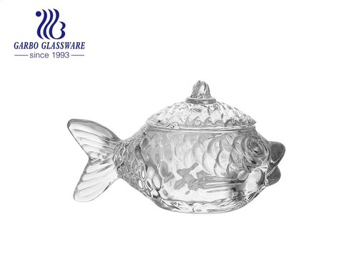2.95 inch vivid machine press fish shape caviar glass jars with lid