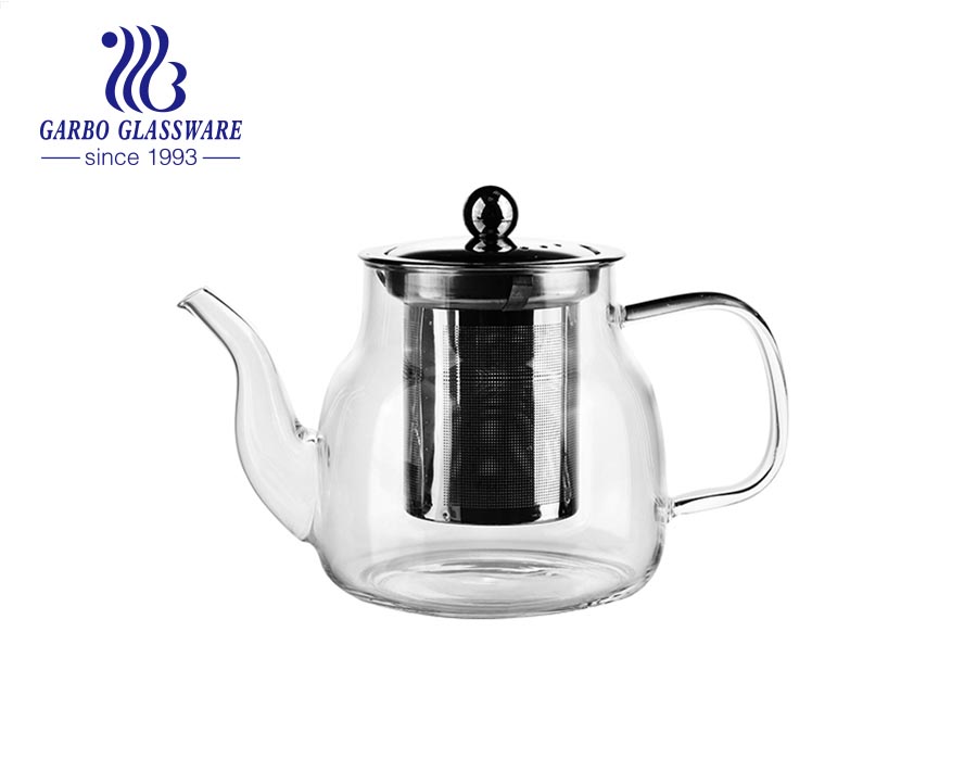 Glass Flower Scented Teapot 500ml Heat-resistant Explosion-Proof Borosilicate Glass Teapot Kettle with Stainless Steel Filter Liner and Cover