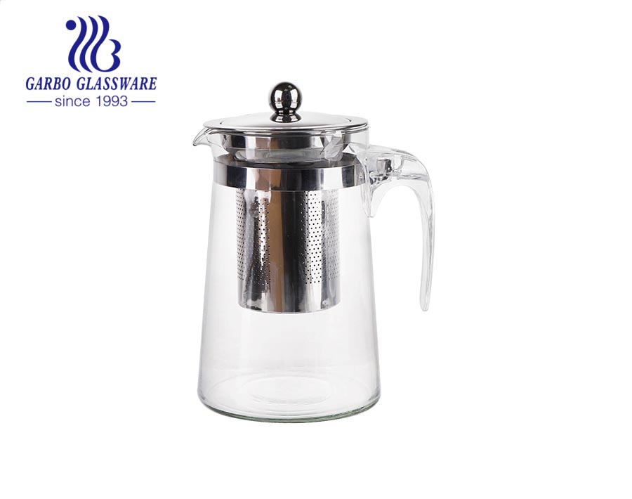 Glass Pitcher with Stainless Steel Lid / Water Carafe with Handle