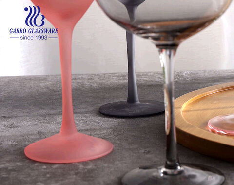 300ml high quality pink color frosted glass stemware for martini drinking 