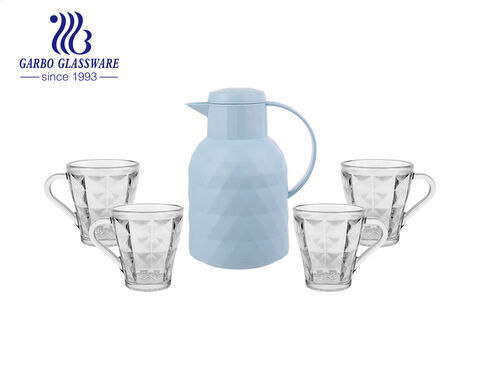 Stock Glass Water Drinking Set para agua caliente Thermo Jug con 4 tazas de té de vidrio