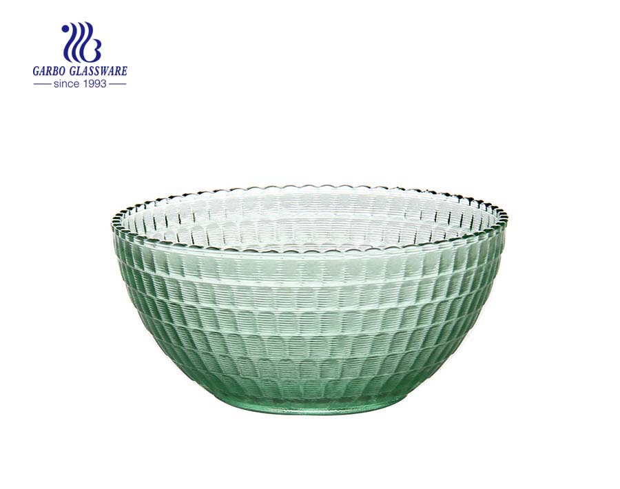 Machine-made customized spraying colored glass apple salad fruit bowl with flower edge for home table use