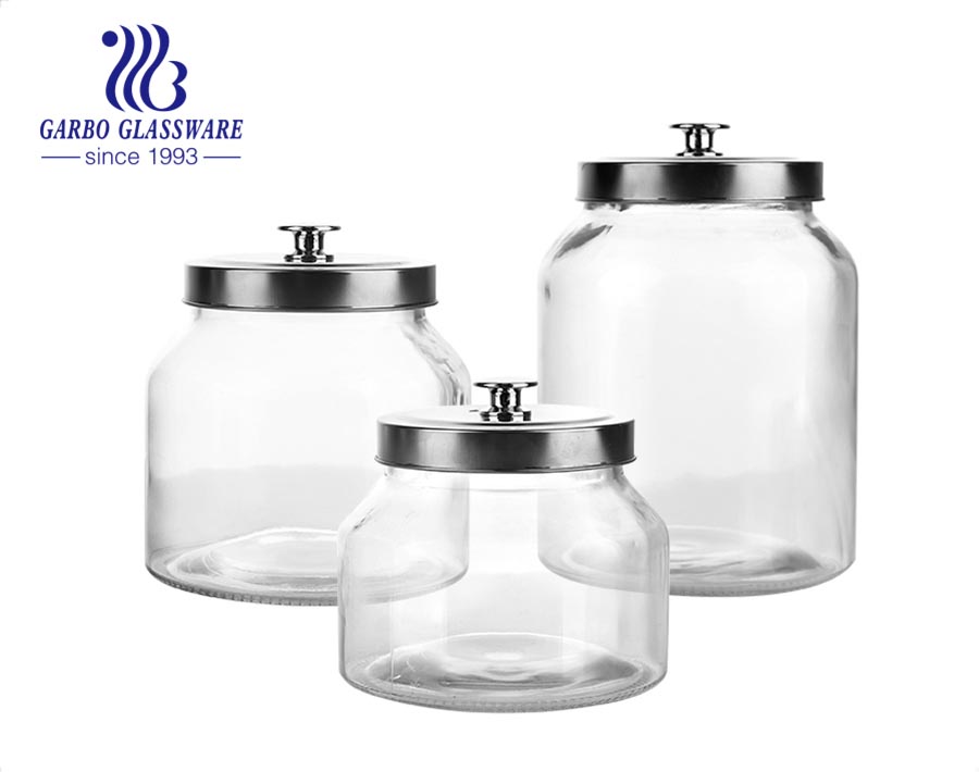 Clear glass storage jars with lids the 1600ml big glass canister for kitchen