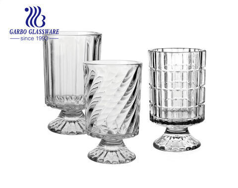 Garbo Sublimation New High Quality Embossed H Design Glass Vase with Stem For Flower Home Decoration