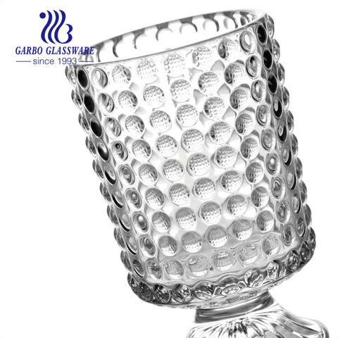 Garbo Sublimation New High Quality Embossed H Design Glass Vase with Stem For Flower Home Decoration