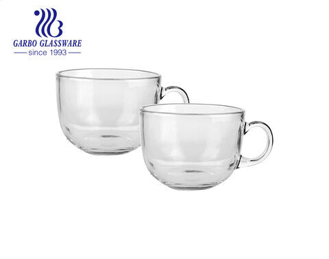 Big Mouth Glass Beer Mug Set Breakfast Glass Cups for Daily Use 470ml Glass Cup for Milk Tea
