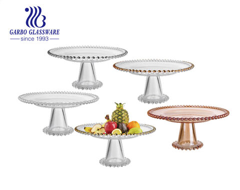 Customized Design Available Competitive Price Super Quality Glass Fruit Plate with High Stem Small MOQ