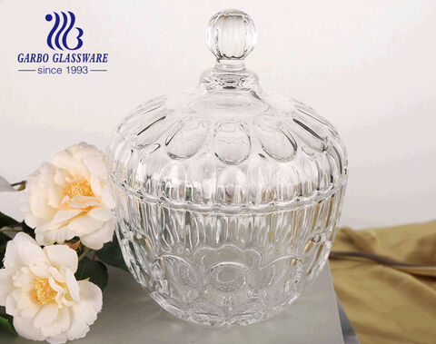 4.2 inches Glass Candy Jar with Lid Crystal Clear Rain Dot Candy Holder Covered Storage Jar for Snacks