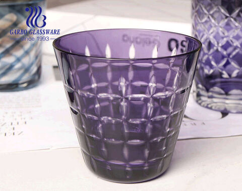 High end multi colors handmade coating embossed glass cups