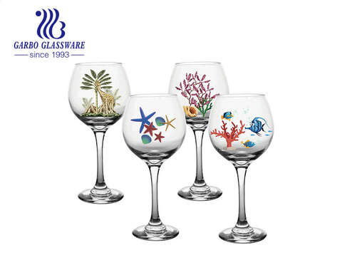 Роскошная популярная стеклянная чашка для красного вина с рисунком серии океана