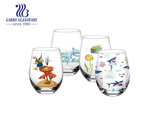 Luxus-Highball-Trinkglas mit 17 Unzen, hoher weißer Glasbecher mit handbemaltem Design für Wasser, Saft, Biergetränke und alle Mixgetränke