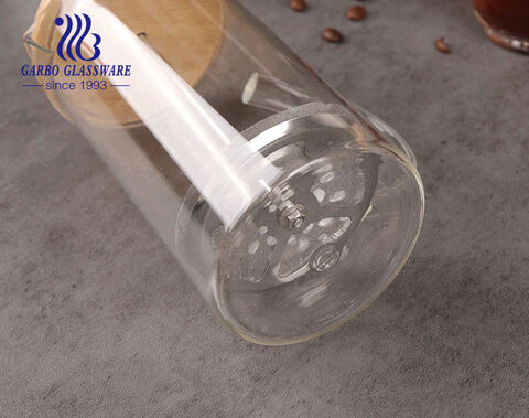 350ml heat resistant borosilicate glass french press coffee maker with wooden lid