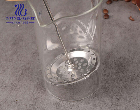 Cafetière à piston en verre borosilicaté résistant à la chaleur de 350 ml avec couvercle en bois