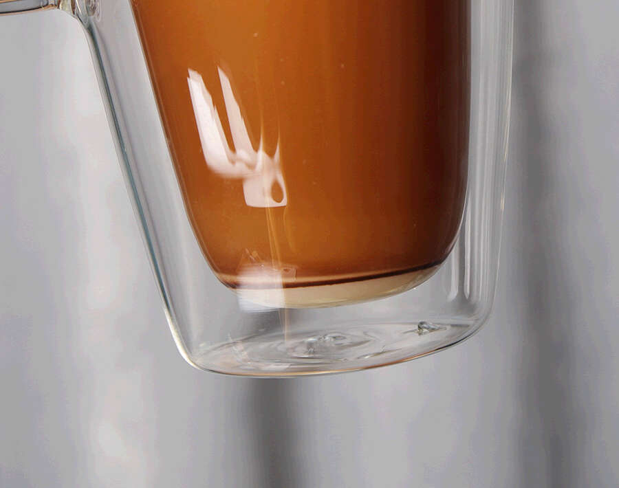 Taza de café con leche de vidrio de doble pared resistente al calor soplada a mano de 570ML con diseño personalizado